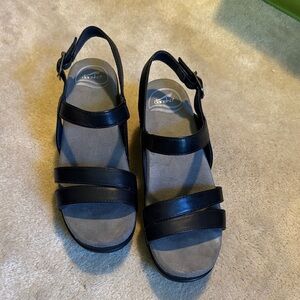 Dansko Black Triple-Strap Sandals